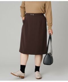 NEWYORKER L-SIZE / ニューヨーカー エルサイズ ミニ・ひざ丈スカート | ギャバライクポリエステル ビット付きAラインスカート