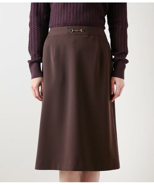 NEWYORKER L-SIZE / ニューヨーカー エルサイズ ミニ・ひざ丈スカート | ギャバライクポリエステル ビット付きAラインスカート | 詳細1