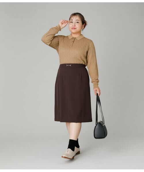 NEWYORKER L-SIZE / ニューヨーカー エルサイズ ミニ・ひざ丈スカート | ギャバライクポリエステル ビット付きAラインスカート | 詳細7