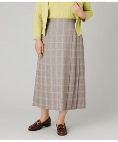 NEWYORKER L-SIZE / ニューヨーカー エルサイズ ミニ・ひざ丈スカート | カラードグレンチェック サイドタックプリーツスカート