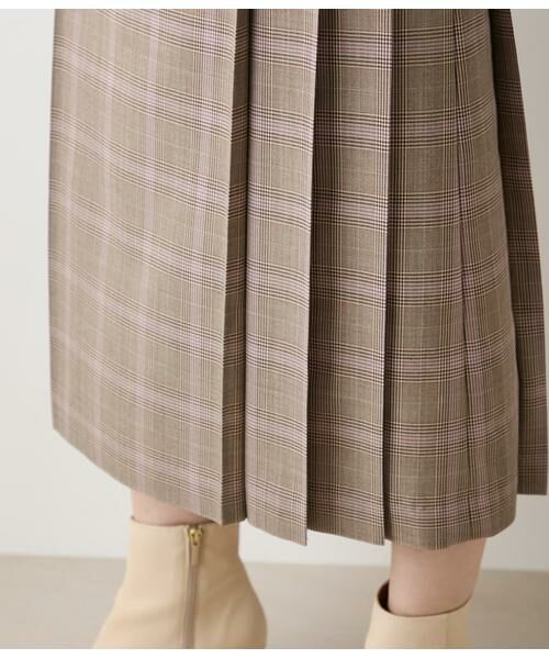 NEWYORKER L-SIZE / ニューヨーカー エルサイズ ミニ・ひざ丈スカート | カラードグレンチェック サイドタックプリーツスカート | 詳細3
