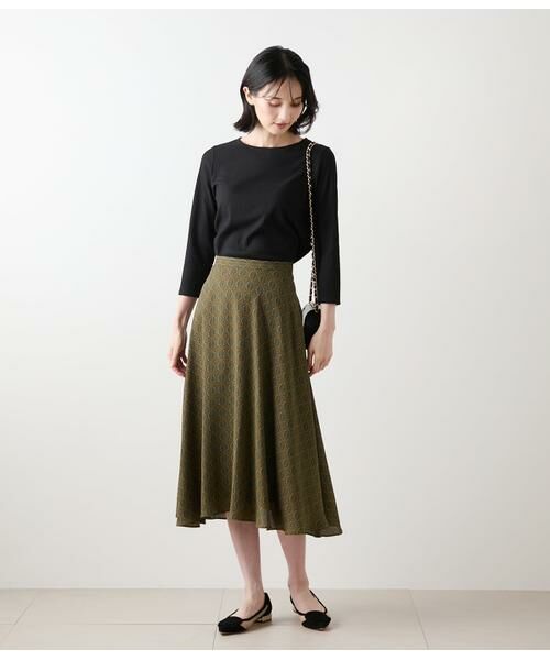 NEWYORKER L-SIZE / ニューヨーカー エルサイズ ミニ・ひざ丈スカート | ビットプリント フレアスカート | 詳細5