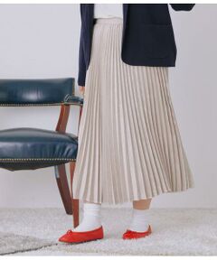 NEWYORKER L-SIZE / ニューヨーカー エルサイズ ミニ・ひざ丈スカート | フェイクスエード アコーディオンプリーツスカート