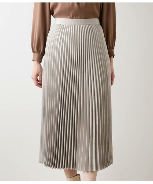 NEWYORKER L-SIZE / ニューヨーカー エルサイズ ミニ・ひざ丈スカート | フェイクスエード アコーディオンプリーツスカート | 詳細1