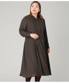 NEWYORKER L-SIZE / ニューヨーカー エルサイズ ミニ丈・ひざ丈ワンピース | ビットプリント ボウタイワンピース