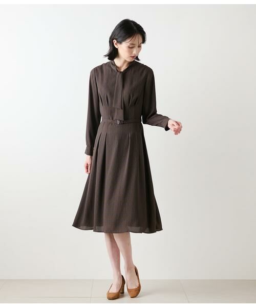 NEWYORKER L-SIZE / ニューヨーカー エルサイズ ミニ丈・ひざ丈ワンピース | ビットプリント ボウタイワンピース | 詳細13