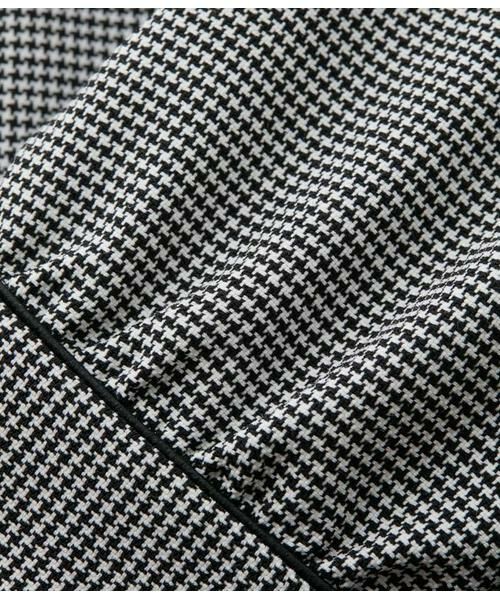 NEWYORKER L-SIZE / ニューヨーカー エルサイズ ミニ丈・ひざ丈ワンピース | ウール混ハウンドトゥース ウエスト切替えパイピングフレアワンピース | 詳細13