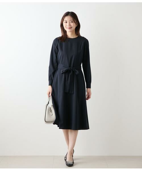 NEWYORKER L-SIZE / ニューヨーカー エルサイズ ミニ丈・ひざ丈ワンピース | ウール混ハウンドトゥース ウエスト切替えパイピングフレアワンピース | 詳細15