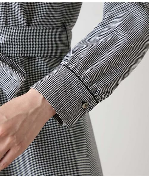 NEWYORKER L-SIZE / ニューヨーカー エルサイズ ミニ丈・ひざ丈ワンピース | ウール混ハウンドトゥース ウエスト切替えパイピングフレアワンピース | 詳細4