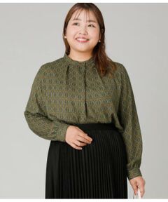 NEWYORKER L-SIZE / ニューヨーカー エルサイズ シャツ・ブラウス | ビットプリント スタンドカラーブラウス