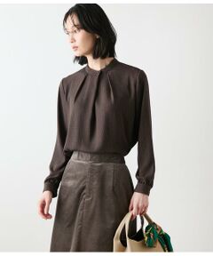 NEWYORKER L-SIZE / ニューヨーカー エルサイズ シャツ・ブラウス | ビットプリント スタンドカラーブラウス