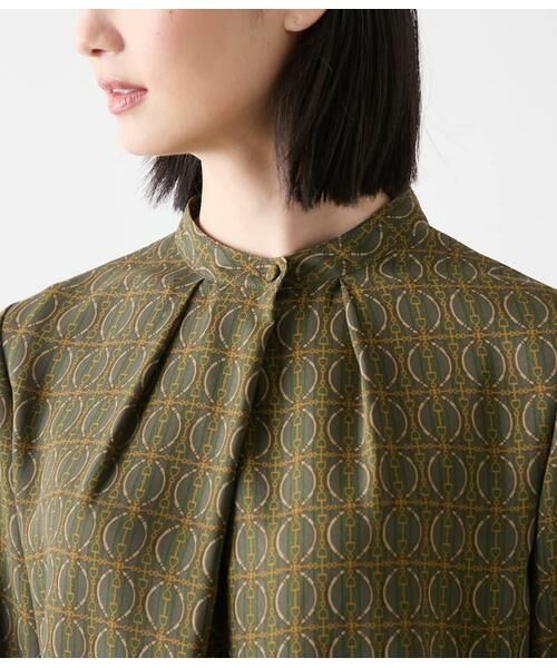 NEWYORKER L-SIZE / ニューヨーカー エルサイズ シャツ・ブラウス | ビットプリント スタンドカラーブラウス | 詳細3