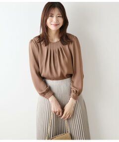 NEWYORKER L-SIZE / ニューヨーカー エルサイズ シャツ・ブラウス | ジョーゼットサテン フロントタック9分袖ブラウス