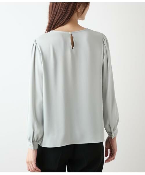 NEWYORKER L-SIZE / ニューヨーカー エルサイズ シャツ・ブラウス | ジョーゼットサテン フロントタック9分袖ブラウス | 詳細2