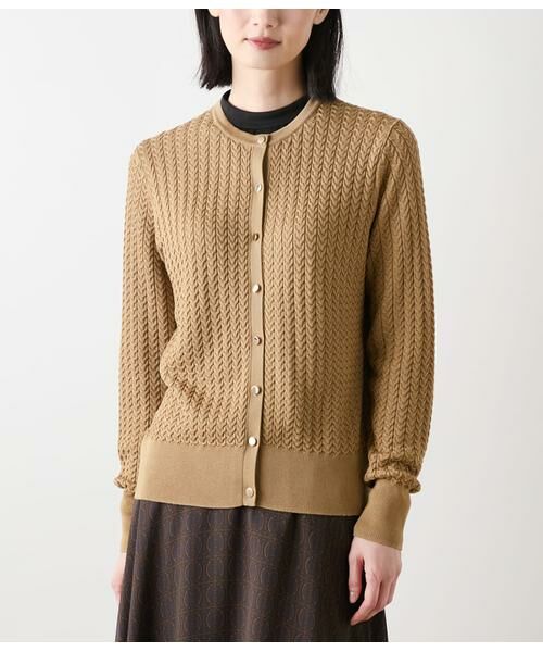 NEWYORKER L-SIZE / ニューヨーカー エルサイズ カーディガン・ボレロ | ケーブルクルーネックカーディガン | 詳細1