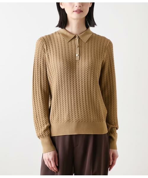 NEWYORKER L-SIZE / ニューヨーカー エルサイズ ニット・セーター | ケーブルニットポロシャツ | 詳細1