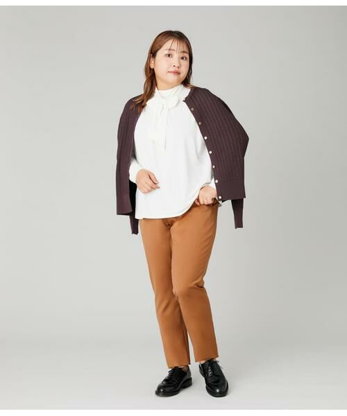 NEWYORKER L-SIZE / ニューヨーカー エルサイズ カットソー | ポリエステル強撚スムース ボウタイ付きハイネックカットソープルオーバー | 詳細10