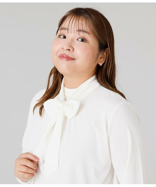 NEWYORKER L-SIZE / ニューヨーカー エルサイズ カットソー | ポリエステル強撚スムース ボウタイ付きハイネックカットソープルオーバー | 詳細11