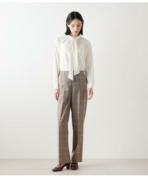 NEWYORKER L-SIZE / ニューヨーカー エルサイズ カットソー | ポリエステル強撚スムース ボウタイ付きハイネックカットソープルオーバー | 詳細6