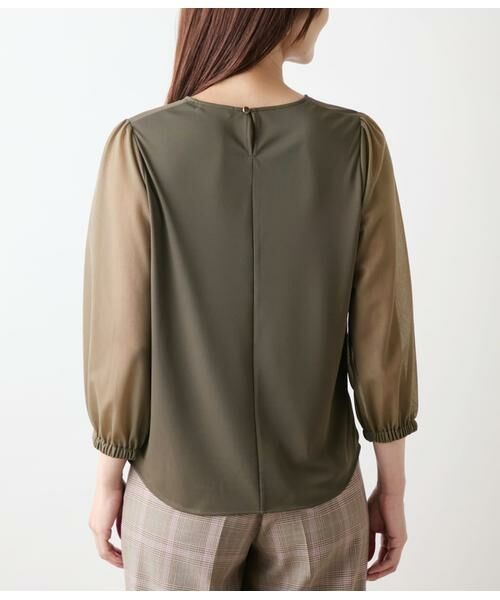 NEWYORKER L-SIZE / ニューヨーカー エルサイズ カットソー | ポリエステル強撚スムース×トリコットオーガンジー 8分袖Tプルオーバー | 詳細2