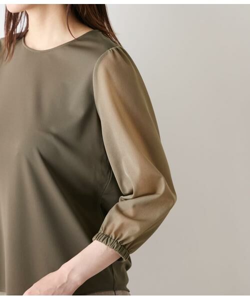 NEWYORKER L-SIZE / ニューヨーカー エルサイズ カットソー | ポリエステル強撚スムース×トリコットオーガンジー 8分袖Tプルオーバー | 詳細3