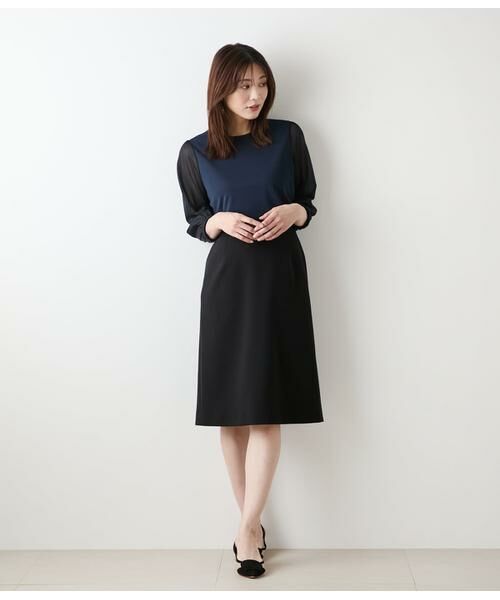 NEWYORKER L-SIZE / ニューヨーカー エルサイズ カットソー | ポリエステル強撚スムース×トリコットオーガンジー 8分袖Tプルオーバー | 詳細8