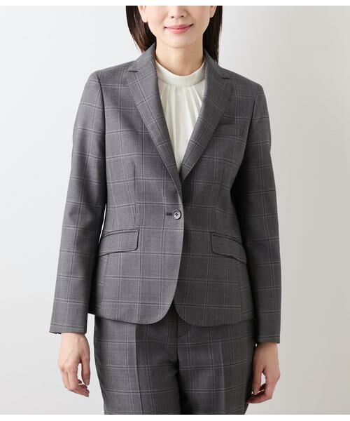 NEWYORKER L-SIZE / ニューヨーカー エルサイズ テーラードジャケット | ウールウインドウペイン ノッチドラペル1釦ジャケット | 詳細1