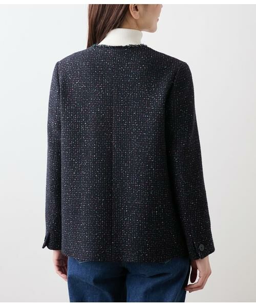 NEWYORKER L-SIZE / ニューヨーカー エルサイズ テーラードジャケット | ネオンカラーミックスツィード ノーカラージャケット | 詳細2