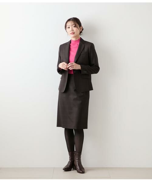 NEWYORKER L-SIZE / ニューヨーカー エルサイズ ミニ・ひざ丈スカート | ウールウインドウペイン ストレートスカート | 詳細10