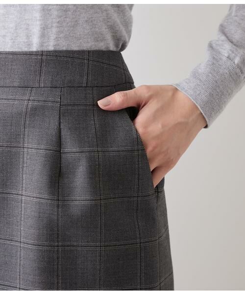 NEWYORKER L-SIZE / ニューヨーカー エルサイズ ミニ・ひざ丈スカート | ウールウインドウペイン ストレートスカート | 詳細3