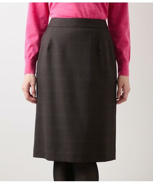 NEWYORKER L-SIZE / ニューヨーカー エルサイズ ミニ・ひざ丈スカート | ウールウインドウペイン ストレートスカート | 詳細9