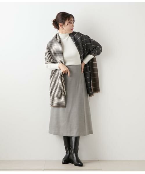 NEWYORKER L-SIZE / ニューヨーカー エルサイズ ミニ・ひざ丈スカート | TWビエラ ワンタックAラインスカート | 詳細4