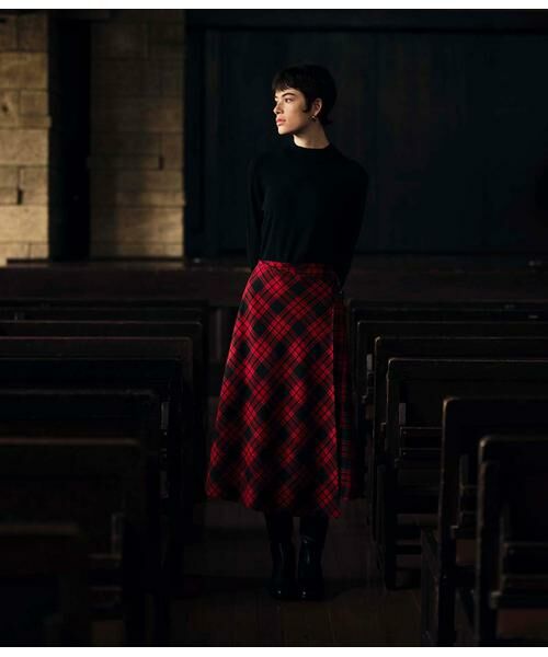 NEWYORKER L-SIZE / ニューヨーカー エルサイズ ミニ・ひざ丈スカート | ウールタータン アシメキルトスカート | 詳細10