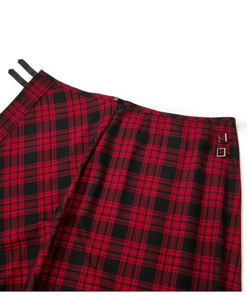 NEWYORKER L-SIZE / ニューヨーカー エルサイズ ミニ・ひざ丈スカート | ウールタータン アシメキルトスカート | 詳細5