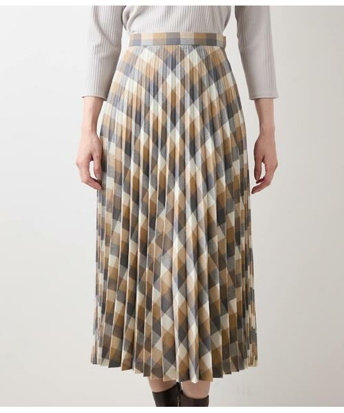 NEWYORKER L-SIZE / ニューヨーカー エルサイズ ロング・マキシ丈スカート | エターミンブロックチェック プリーツスカート | 詳細1