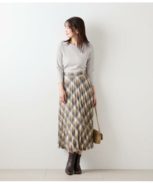 NEWYORKER L-SIZE / ニューヨーカー エルサイズ ロング・マキシ丈スカート | エターミンブロックチェック プリーツスカート | 詳細4