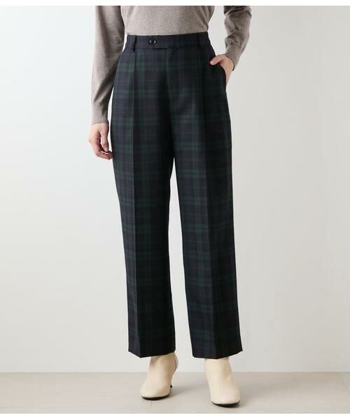 NEWYORKER L-SIZE / ニューヨーカー エルサイズ チノ・ワークパンツ | ウールブラックウォッチ ワンタックテーパードパンツ | 詳細1