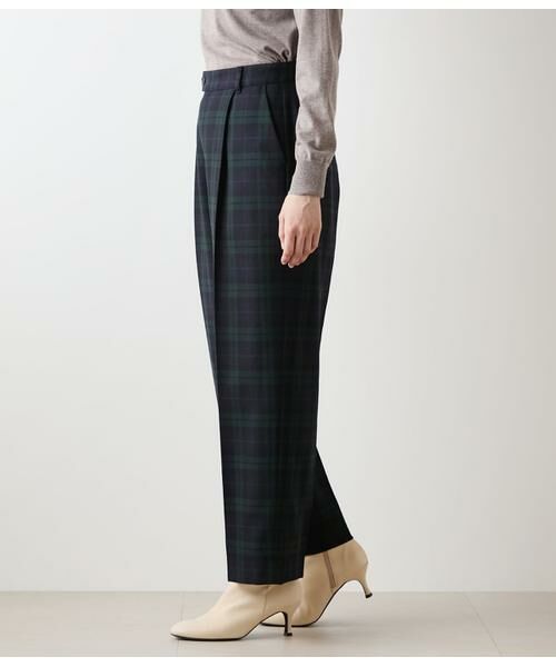 NEWYORKER L-SIZE / ニューヨーカー エルサイズ チノ・ワークパンツ | ウールブラックウォッチ ワンタックテーパードパンツ | 詳細2