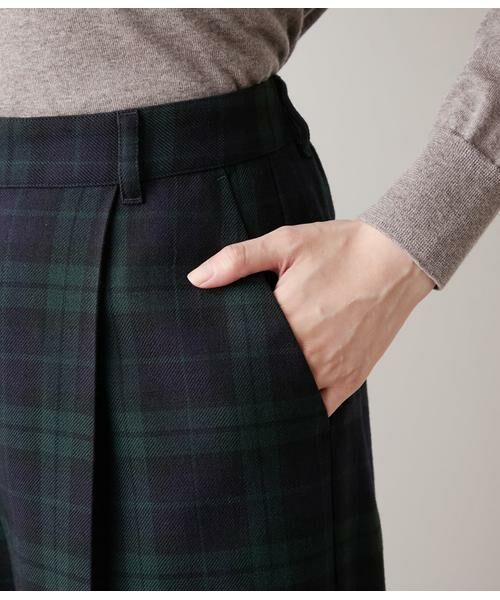NEWYORKER L-SIZE / ニューヨーカー エルサイズ チノ・ワークパンツ | ウールブラックウォッチ ワンタックテーパードパンツ | 詳細4