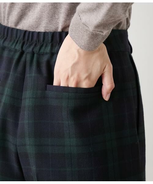 NEWYORKER L-SIZE / ニューヨーカー エルサイズ チノ・ワークパンツ | ウールブラックウォッチ ワンタックテーパードパンツ | 詳細5