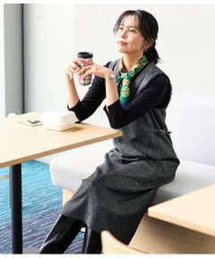 NEWYORKER L-SIZE / ニューヨーカー エルサイズ ミニ丈・ひざ丈ワンピース | TRツイルツィード Vネックジャンパースカート