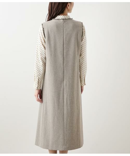 NEWYORKER L-SIZE / ニューヨーカー エルサイズ ミニ丈・ひざ丈ワンピース | TRツイルツィード Vネックジャンパースカート | 詳細2