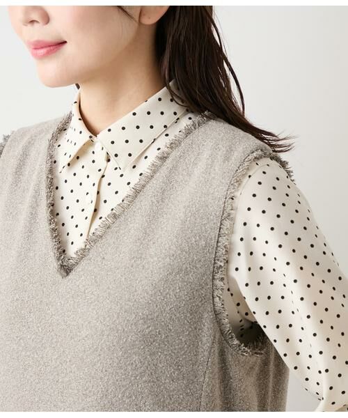 NEWYORKER L-SIZE / ニューヨーカー エルサイズ ミニ丈・ひざ丈ワンピース | TRツイルツィード Vネックジャンパースカート | 詳細3