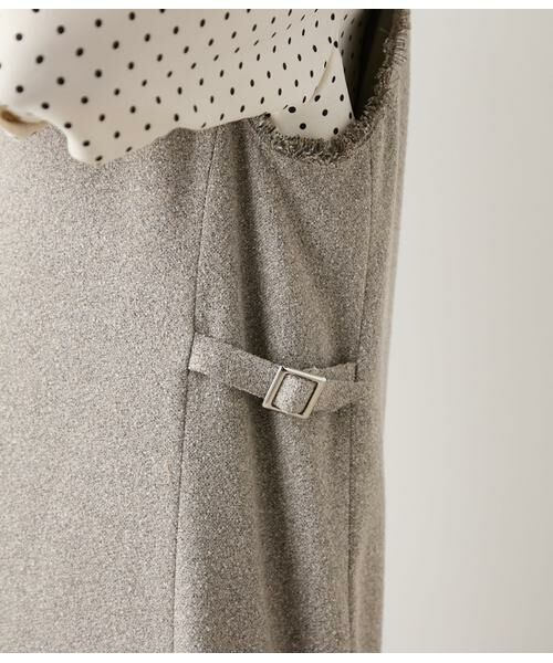 NEWYORKER L-SIZE / ニューヨーカー エルサイズ ミニ丈・ひざ丈ワンピース | TRツイルツィード Vネックジャンパースカート | 詳細4