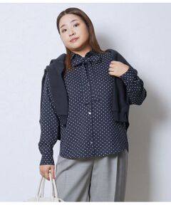 NEWYORKER L-SIZE / ニューヨーカー エルサイズ シャツ・ブラウス | アムンゼンドットプリント 長袖ボウタイブラウス