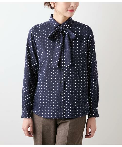 NEWYORKER L-SIZE / ニューヨーカー エルサイズ シャツ・ブラウス | アムンゼンドットプリント 長袖ボウタイブラウス | 詳細12