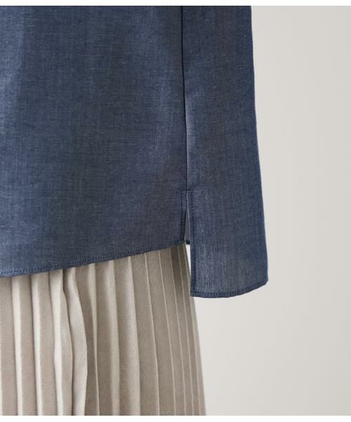 NEWYORKER L-SIZE / ニューヨーカー エルサイズ シャツ・ブラウス | ダンガリーツイル ギャザーフリルブラウス | 詳細4