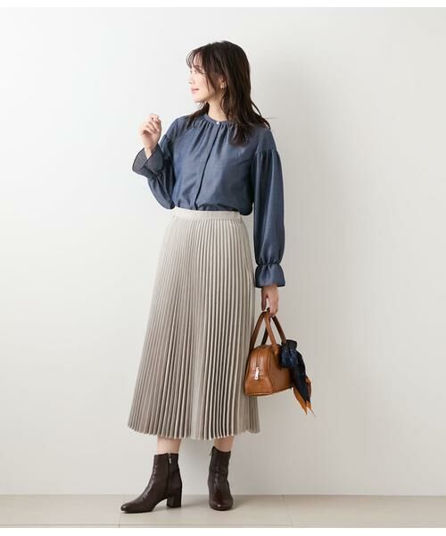 NEWYORKER L-SIZE / ニューヨーカー エルサイズ シャツ・ブラウス | ダンガリーツイル ギャザーフリルブラウス | 詳細5