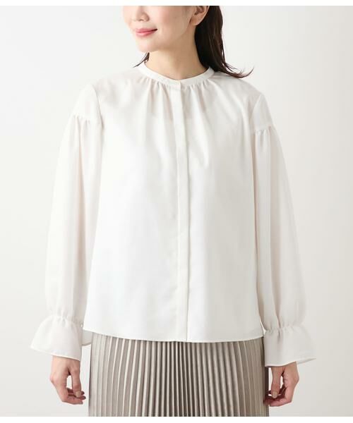 NEWYORKER L-SIZE / ニューヨーカー エルサイズ シャツ・ブラウス | ダンガリーツイル ギャザーフリルブラウス | 詳細8