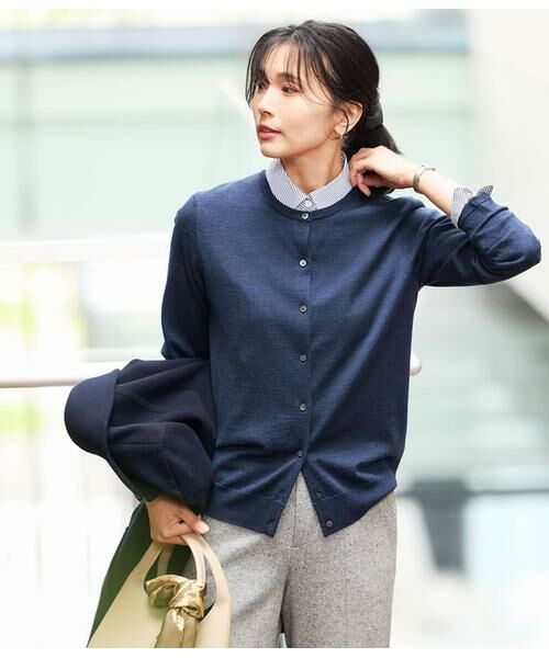 NEWYORKER L-SIZE / ニューヨーカー エルサイズ カーディガン・ボレロ | キャッシュウール クルーネックカーディガン(ネイビー)